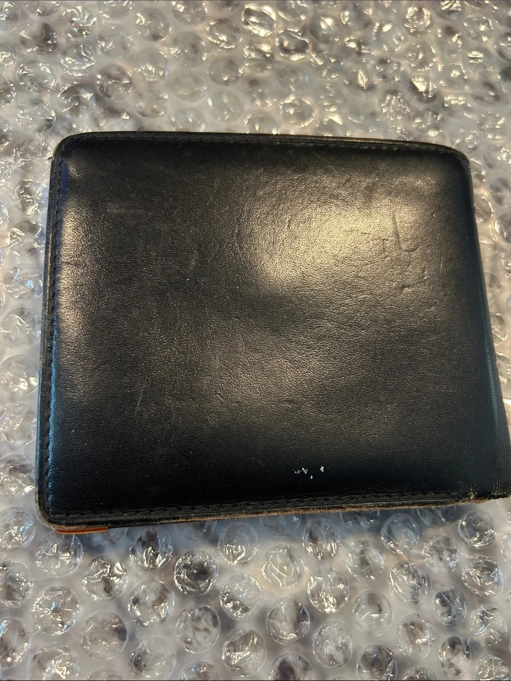 Dunhill Black Leather Bifold Wallet with Gold Corner Accents